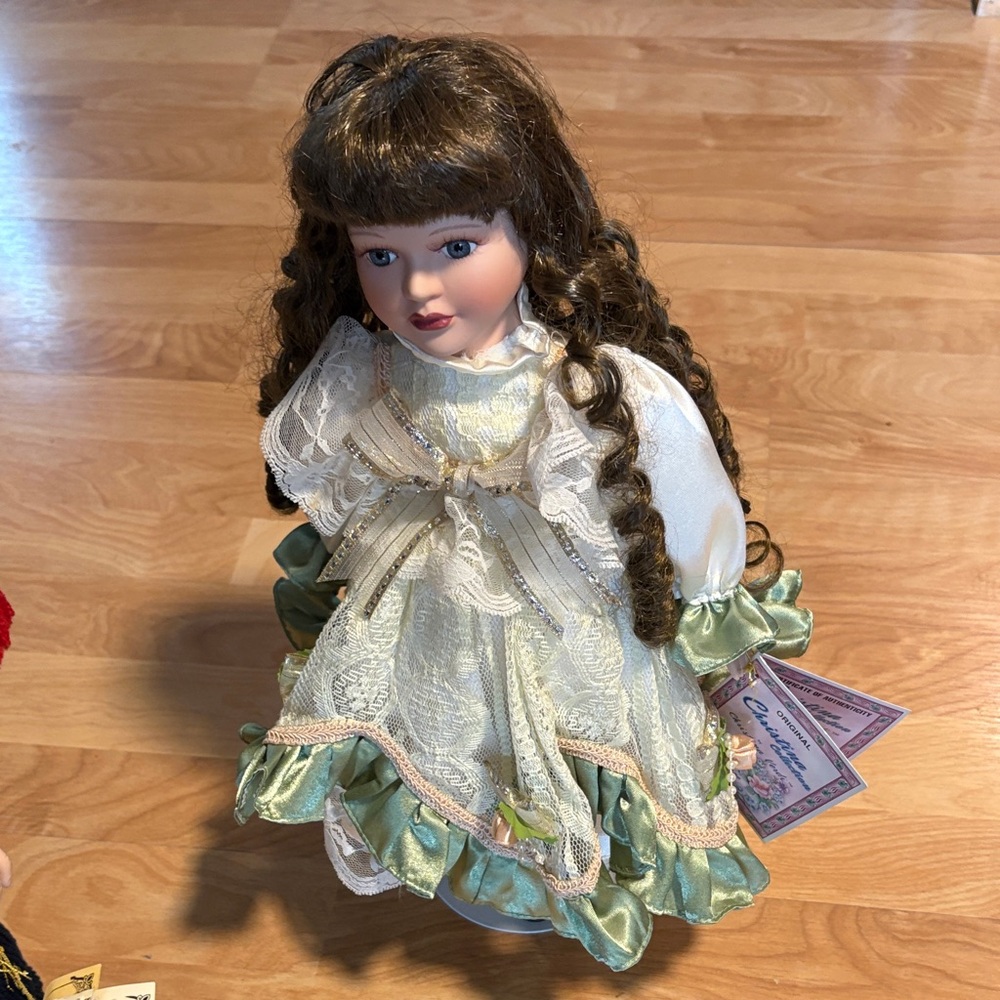 Christina Porcelain Doll with White and Green Dress SPECIAL EDITION 18”